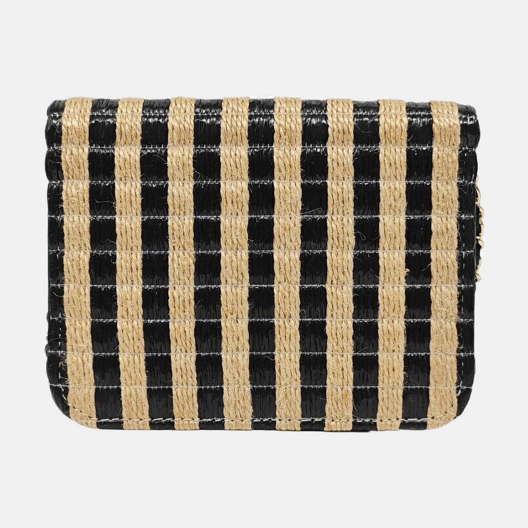 Quilted Straw Crossbody Bag Multicolor