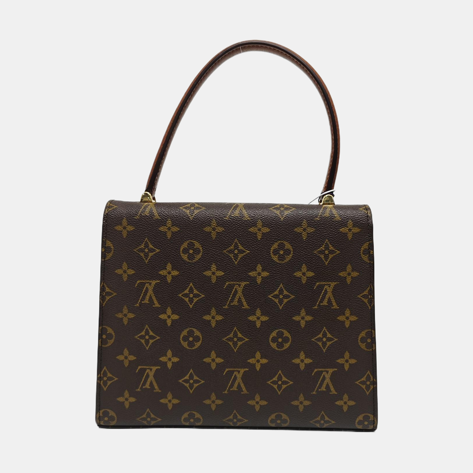 Coated Canvas Top Handle Bag Brown