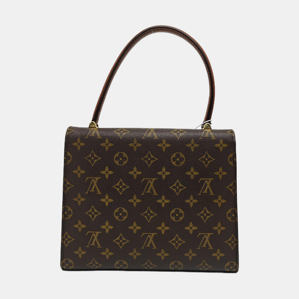 Coated Canvas Top Handle Bag Brown