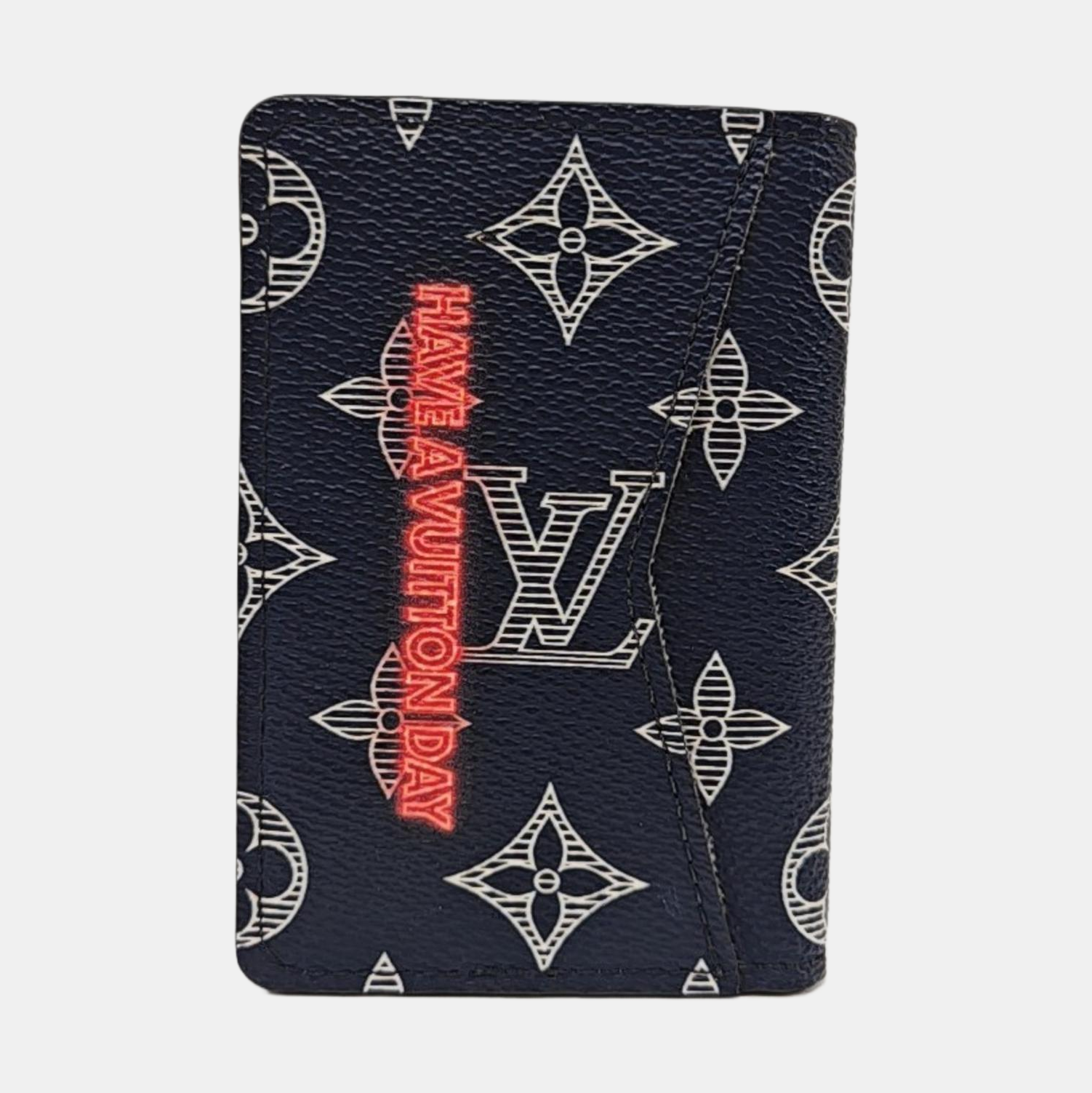 Monogram Coated Canvas Card Holder Blue