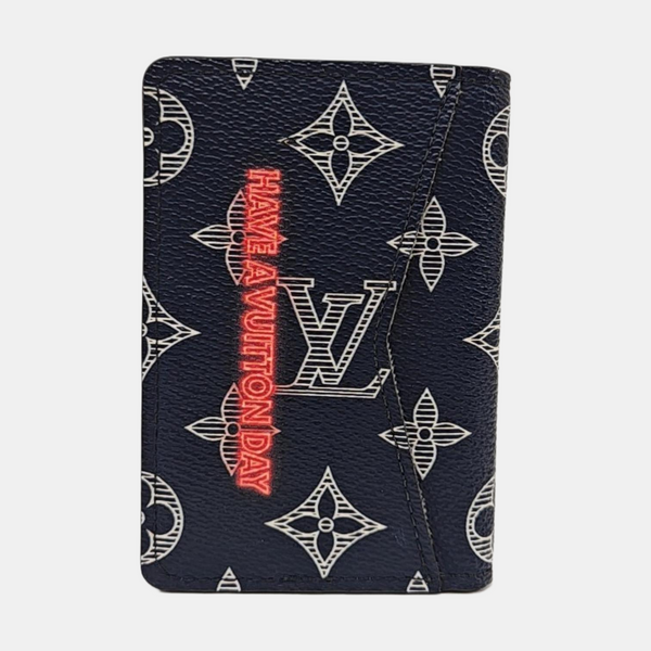 Monogram Coated Canvas Card Holder Blue