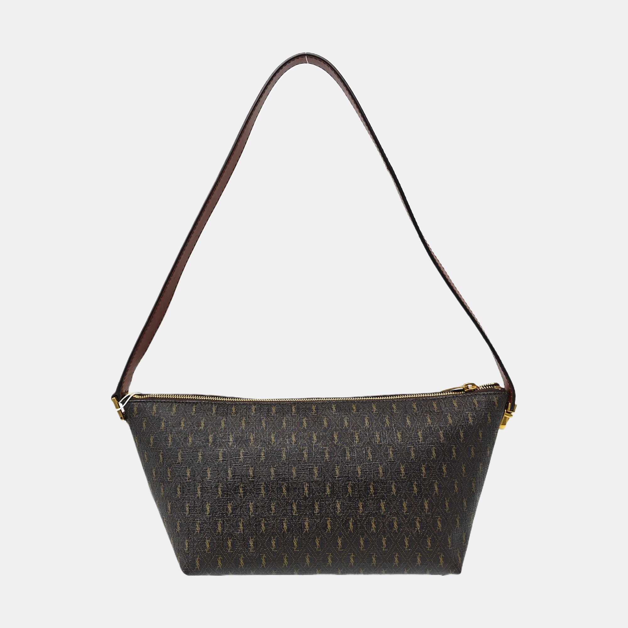 Coated Canvas Shoulder Bag Brown