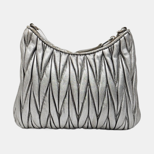 Quilted Lambskin Shoulder Bag Silver