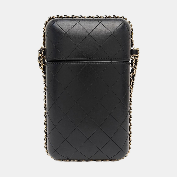 Quilted Lambskin Shoulder Bag Black