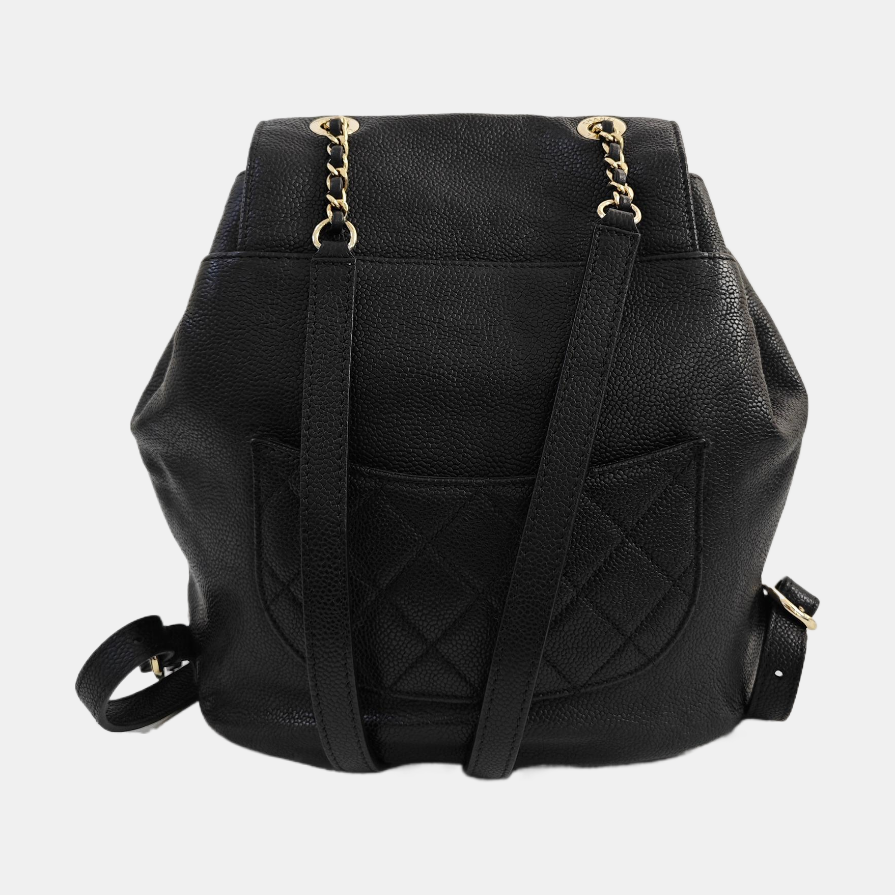 Quilted Grained Calfskin Backpack Black