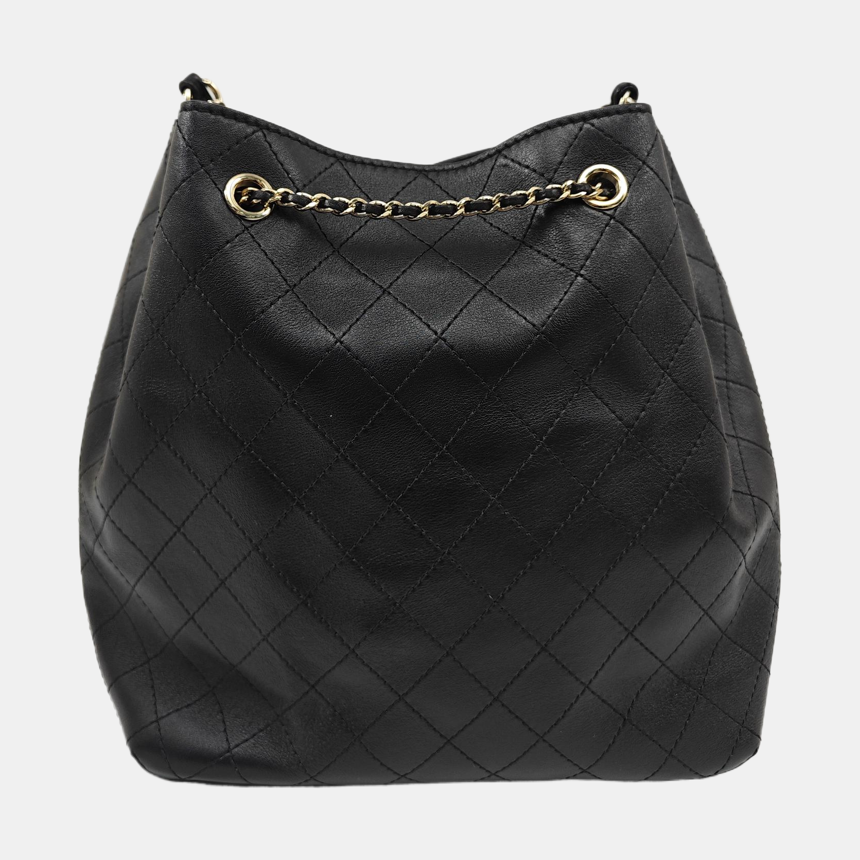 Quilted Calfskin Bucket Bag Black