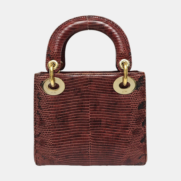 Lady Dior Mini Lizard Red