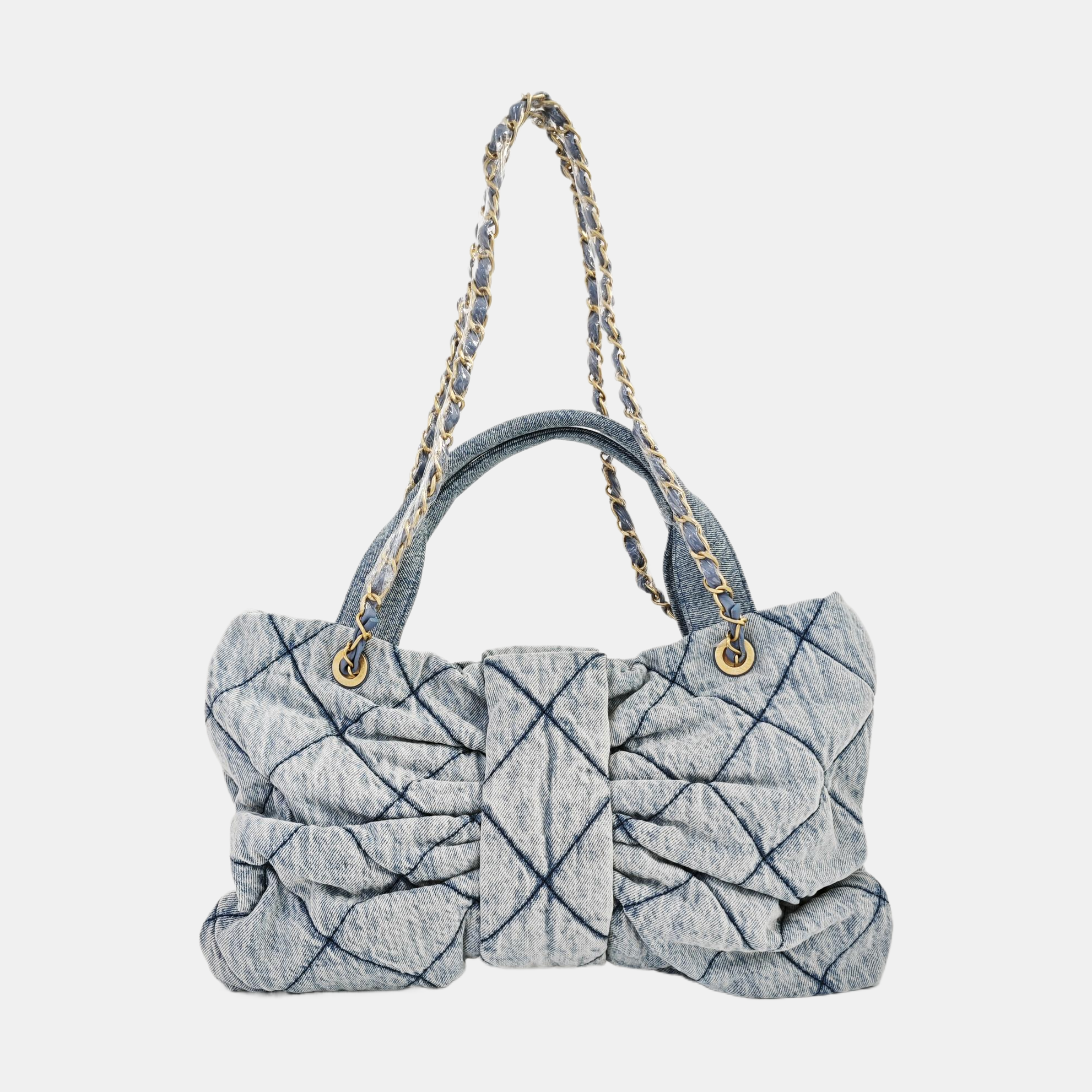 Quilted Denim Shoulder Bag Blue