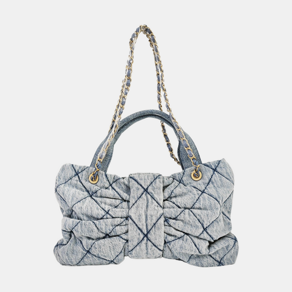 Quilted Denim Shoulder Bag Blue