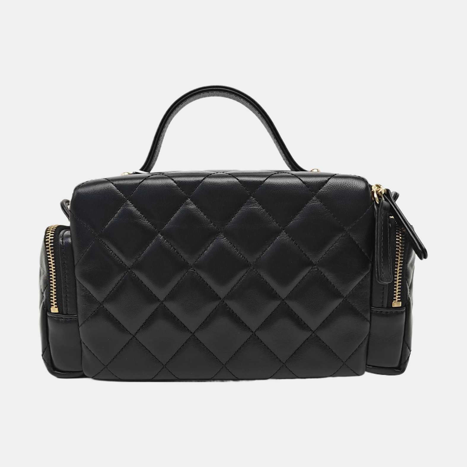 VINTAGE COSMETIC BAGS Quilted Lambskin Black