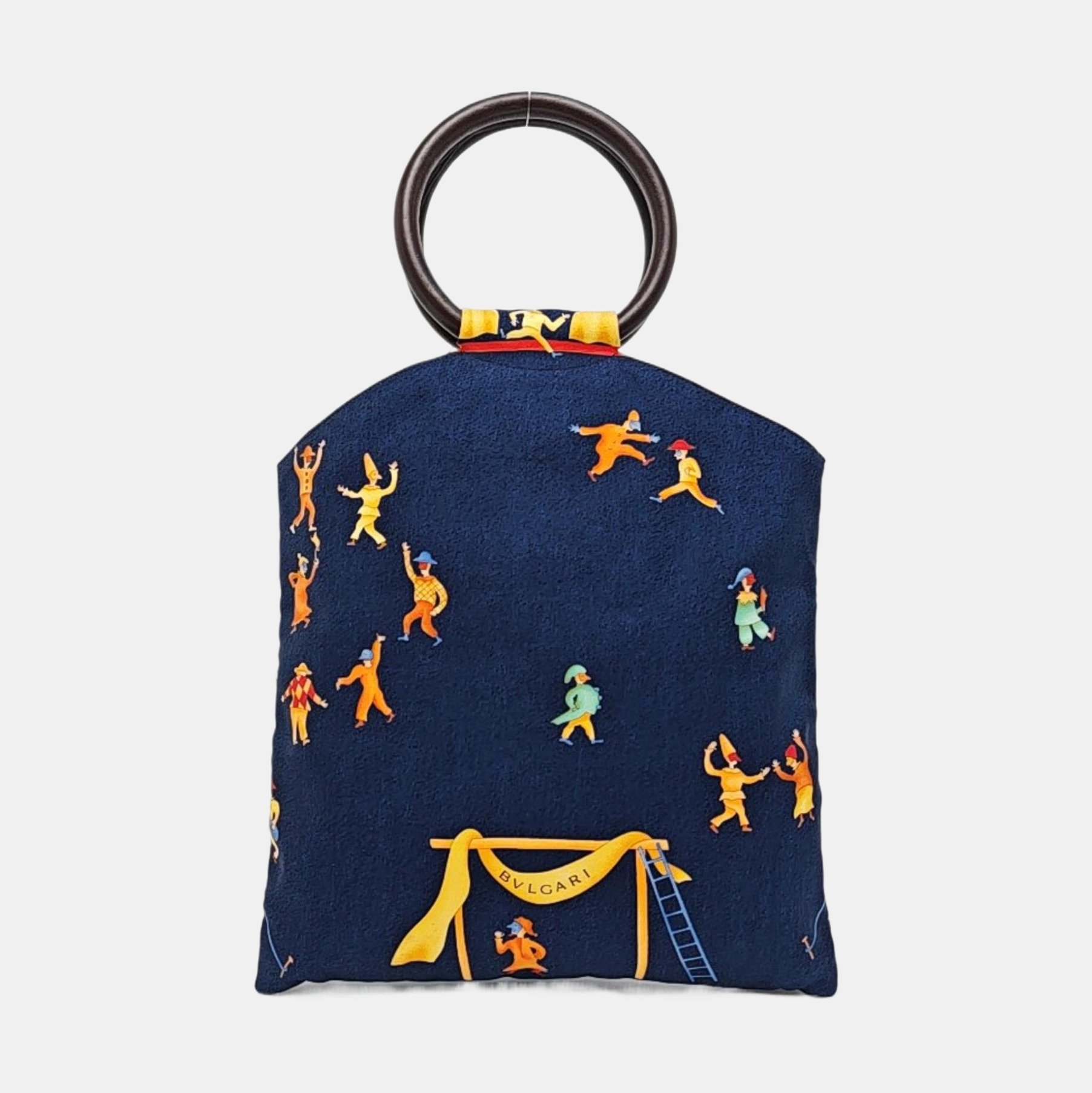 Fabric Top Handle Bag Blue