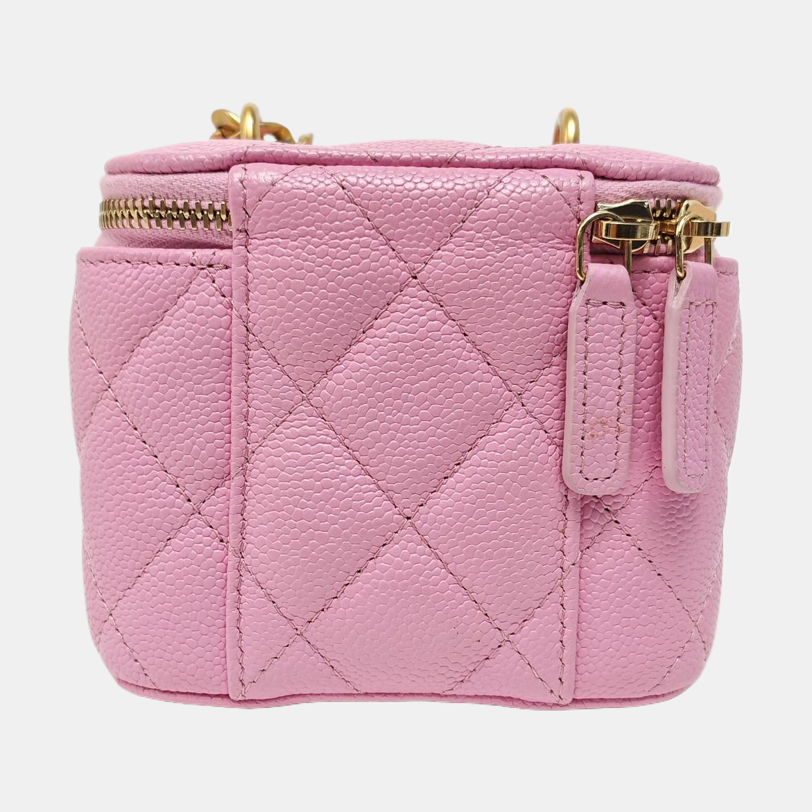 VANITY CASE Small Quilted Grained Calfskin Pink