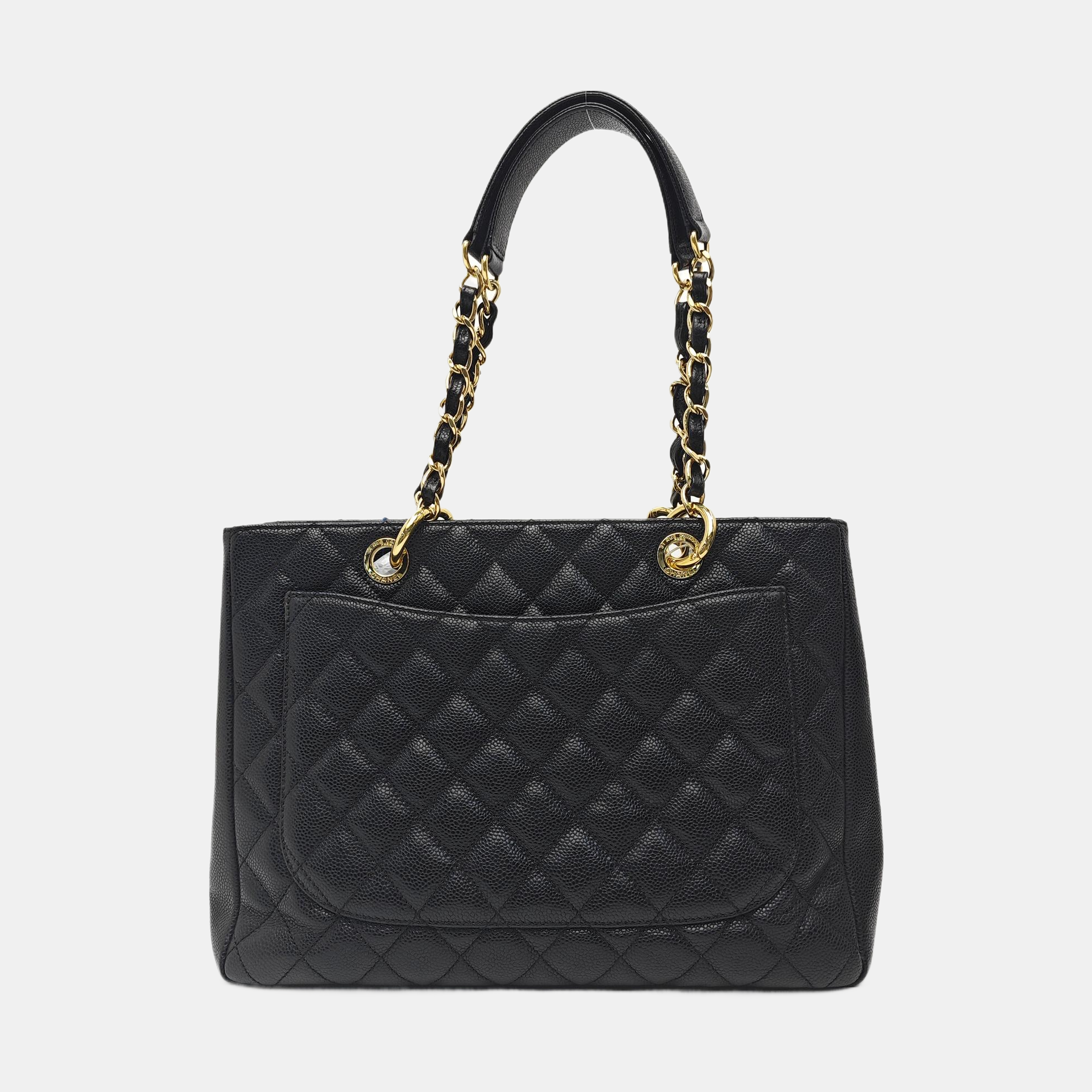 CHANEL GST Large Quilted Grained Calfskin Black