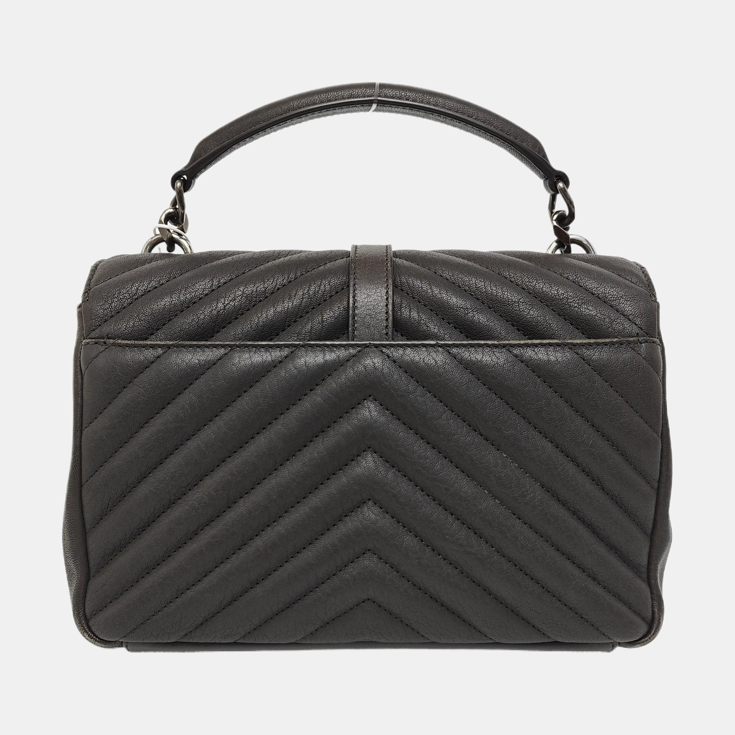 COLLEGE Medium Chevron Calfskin Gray