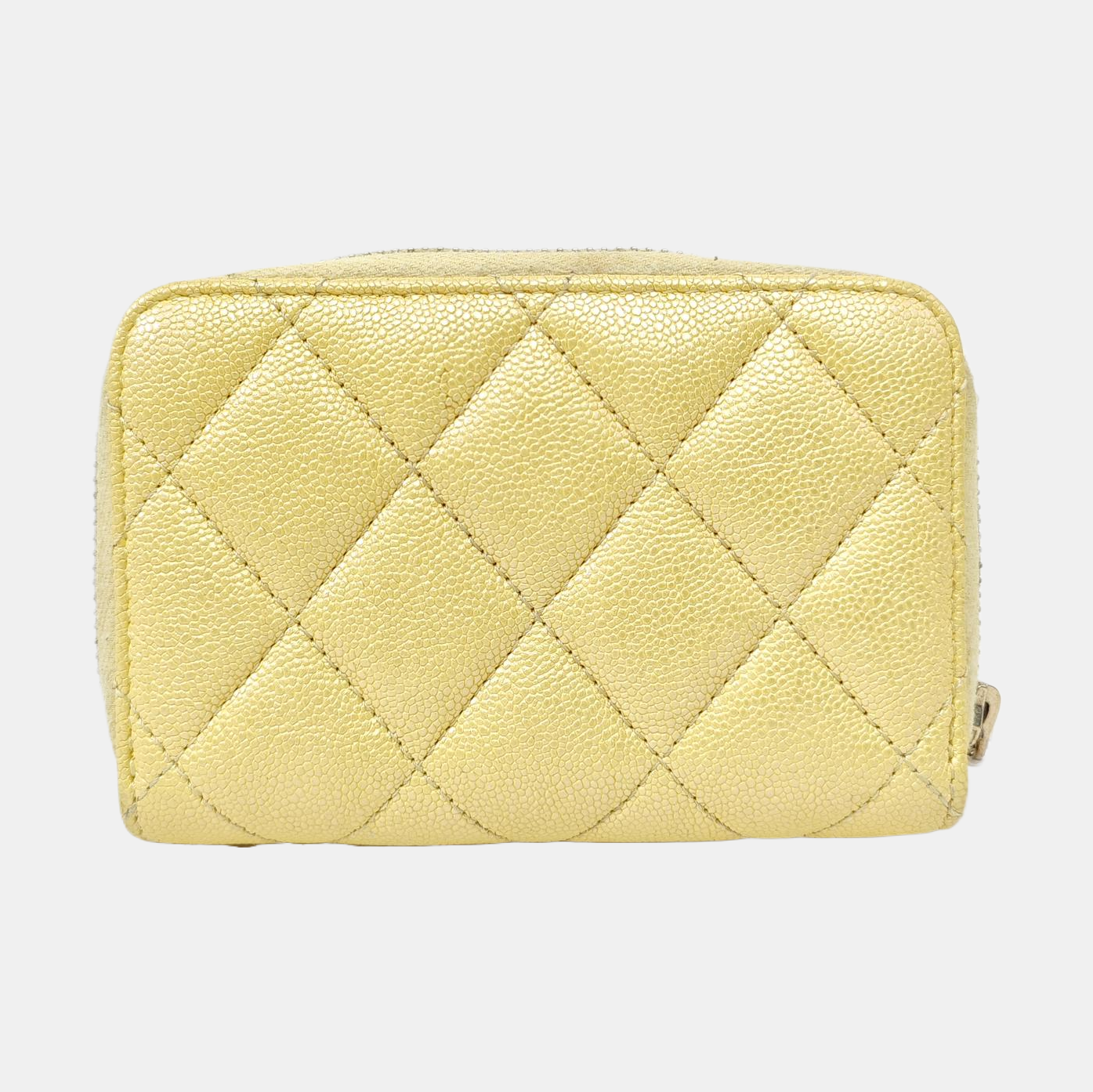 Quilted Grained Calfskin Wallet Yellow