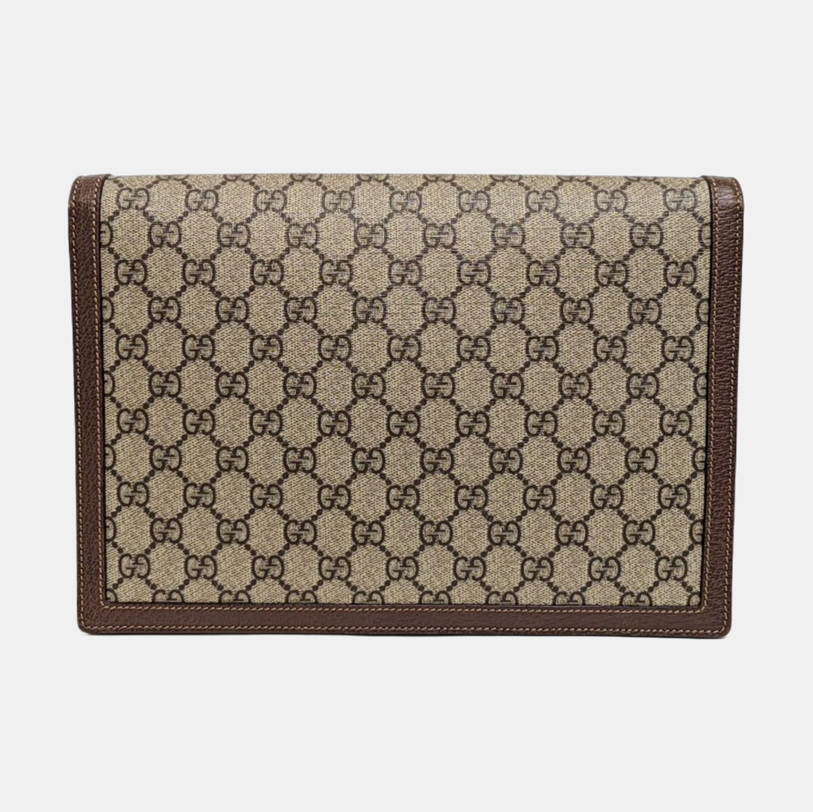 Monogram Coated Canvas Clutch Beige
