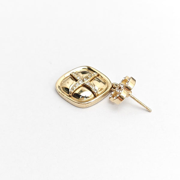 CC Logo Metal Gold Stud Earrings