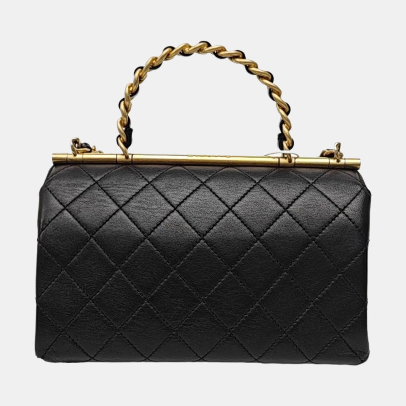 TWO TONE CHAIN HANDLE Small Quilted Lambskin Black