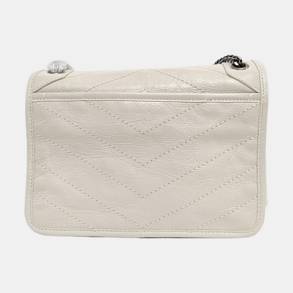 NIKI Small Chevron Calfskin White