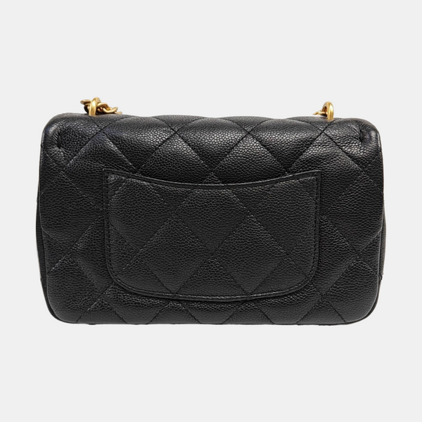 CLASSIC FLAP Mini Quilted Grained Calfskin Black