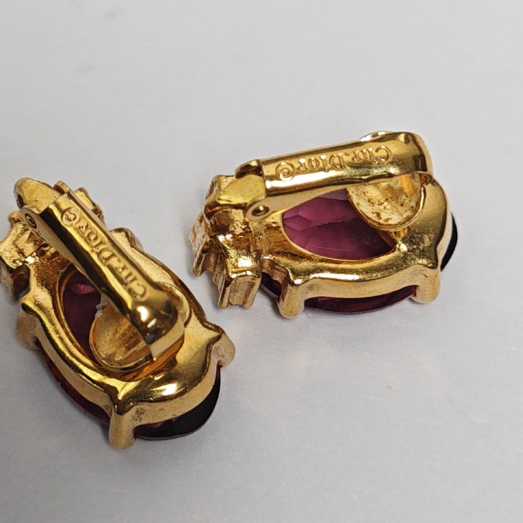 Metal Purple Clip On Earrings