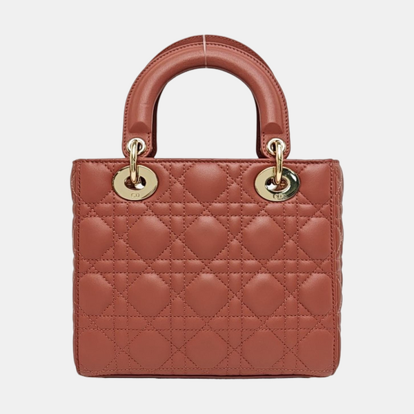Authenticated pre-owned  Lady Dior Small Quilted Lambskin Beige - Shoulder Bag at Looply