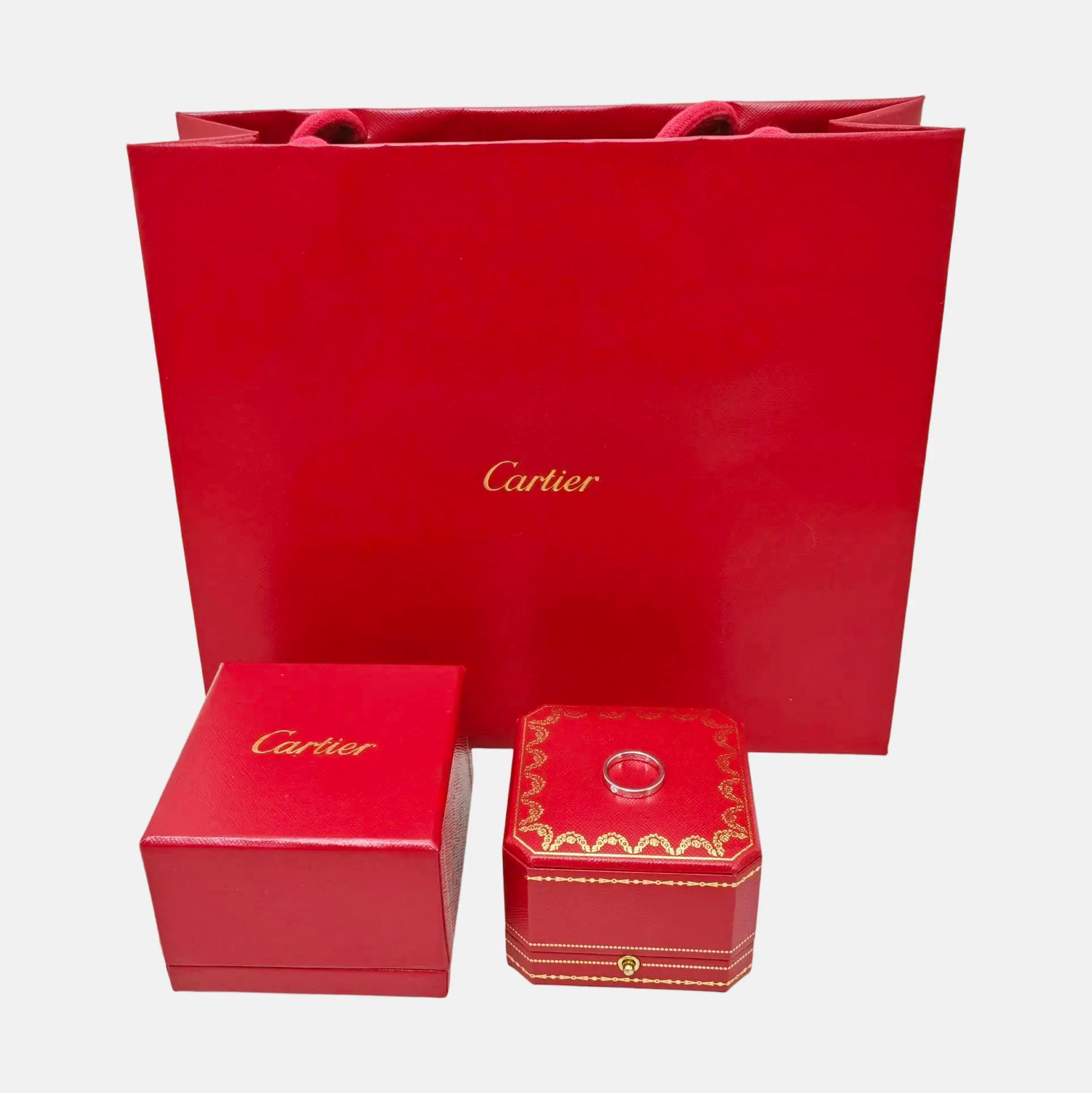 C DE CARTIER Platinum 950 Silver Ring EU 50