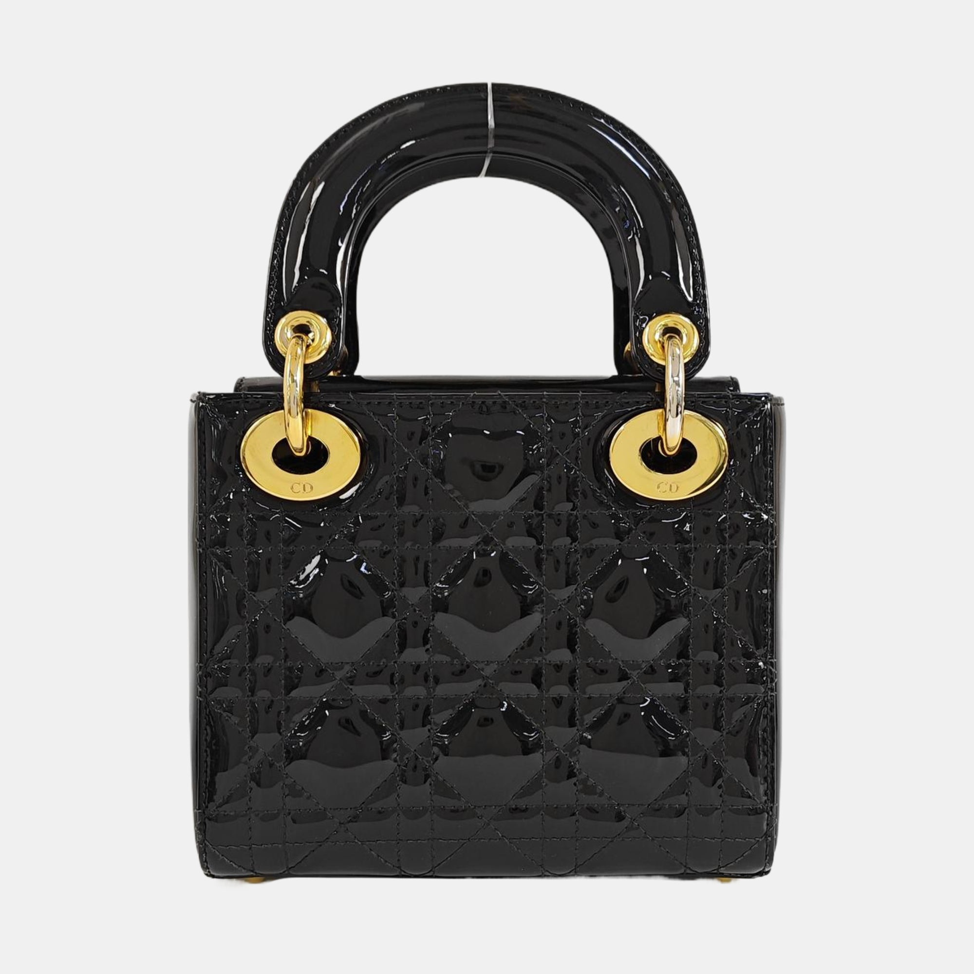 Lady Dior Mini Cannage Patent Leather Black