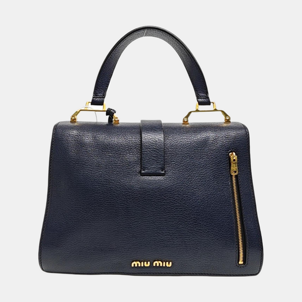 Calfskin Top Handle Bag Blue