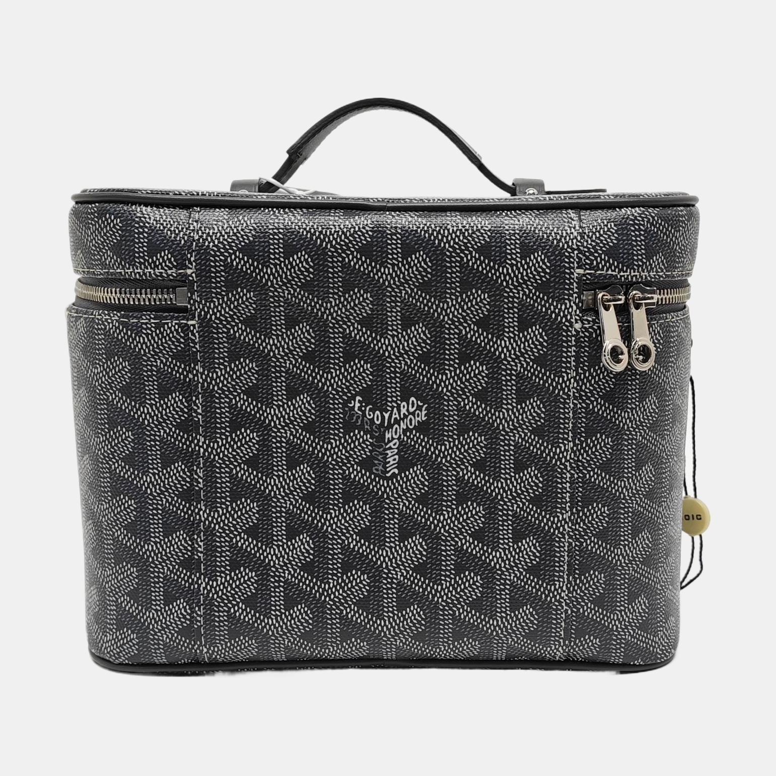 Coated Canvas Top Handle Bag Gray