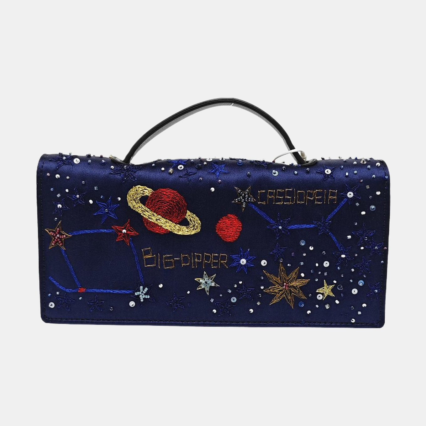 Silk Satin Top Handle Bag Blue