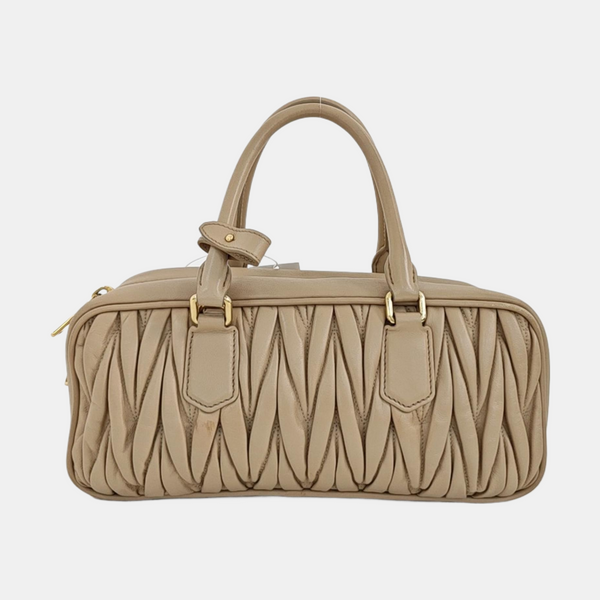 Arcadie Matelassé Large Quilted Lambskin Beige