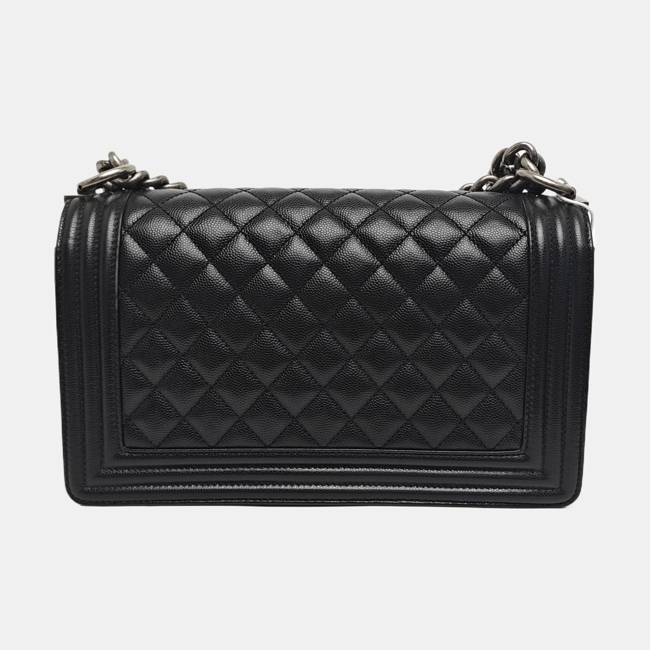 BOY CHANEL Medium Quilted Grained Calfskin Black