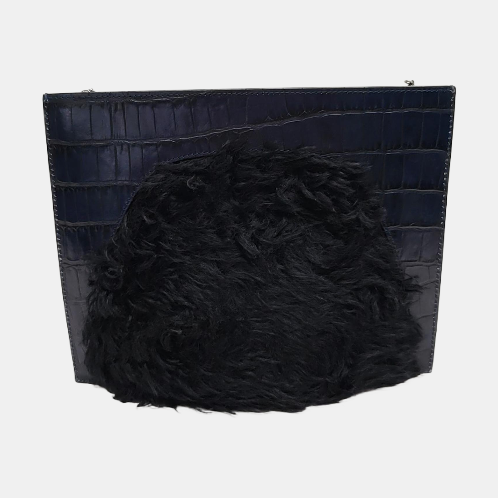Leather Shoulder Bag Blue