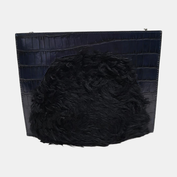 Leather Shoulder Bag Blue