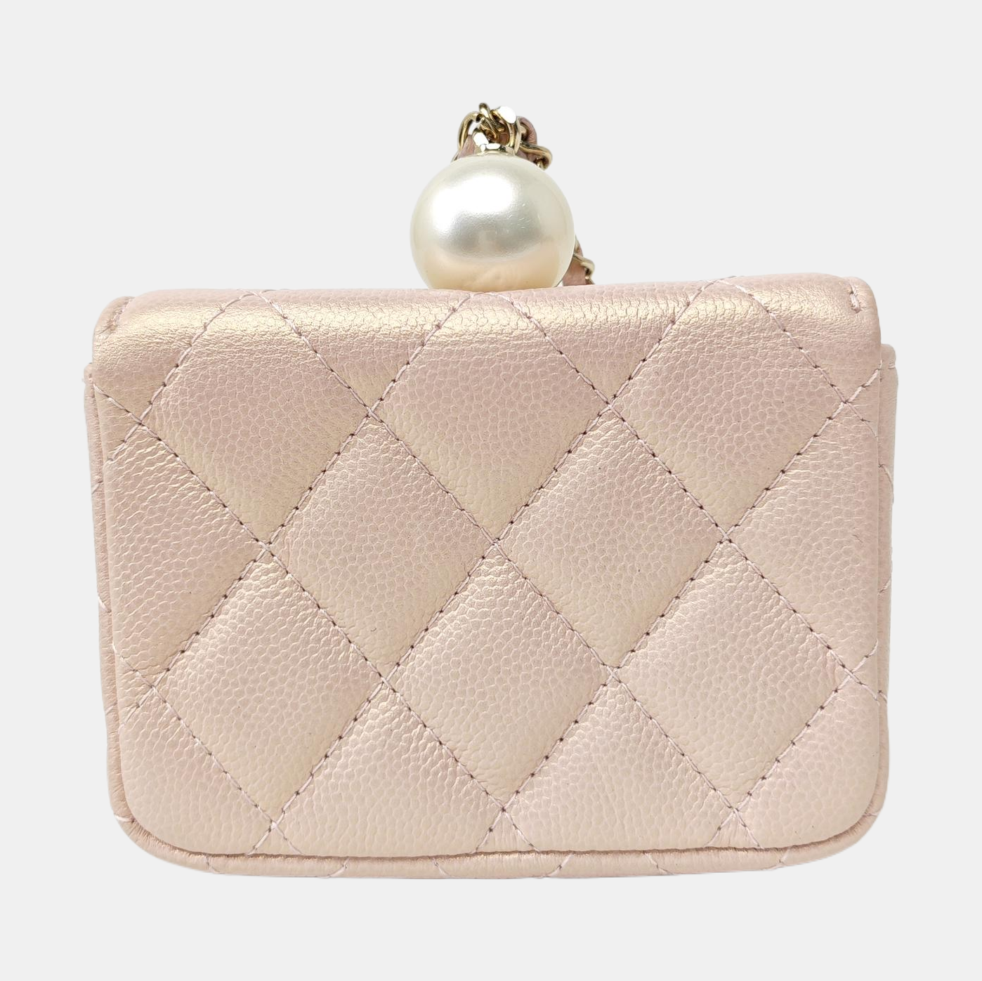 Quilted Grained Calfskin Shoulder Bag Small Pink