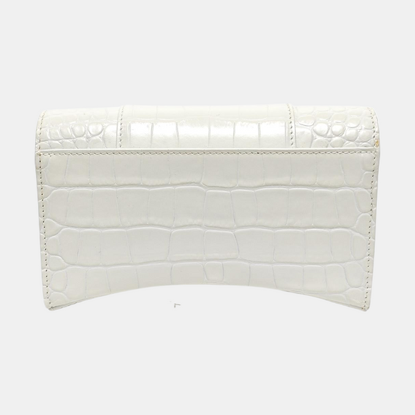 Hourglass Wallet On Chain Mini Calfskin White