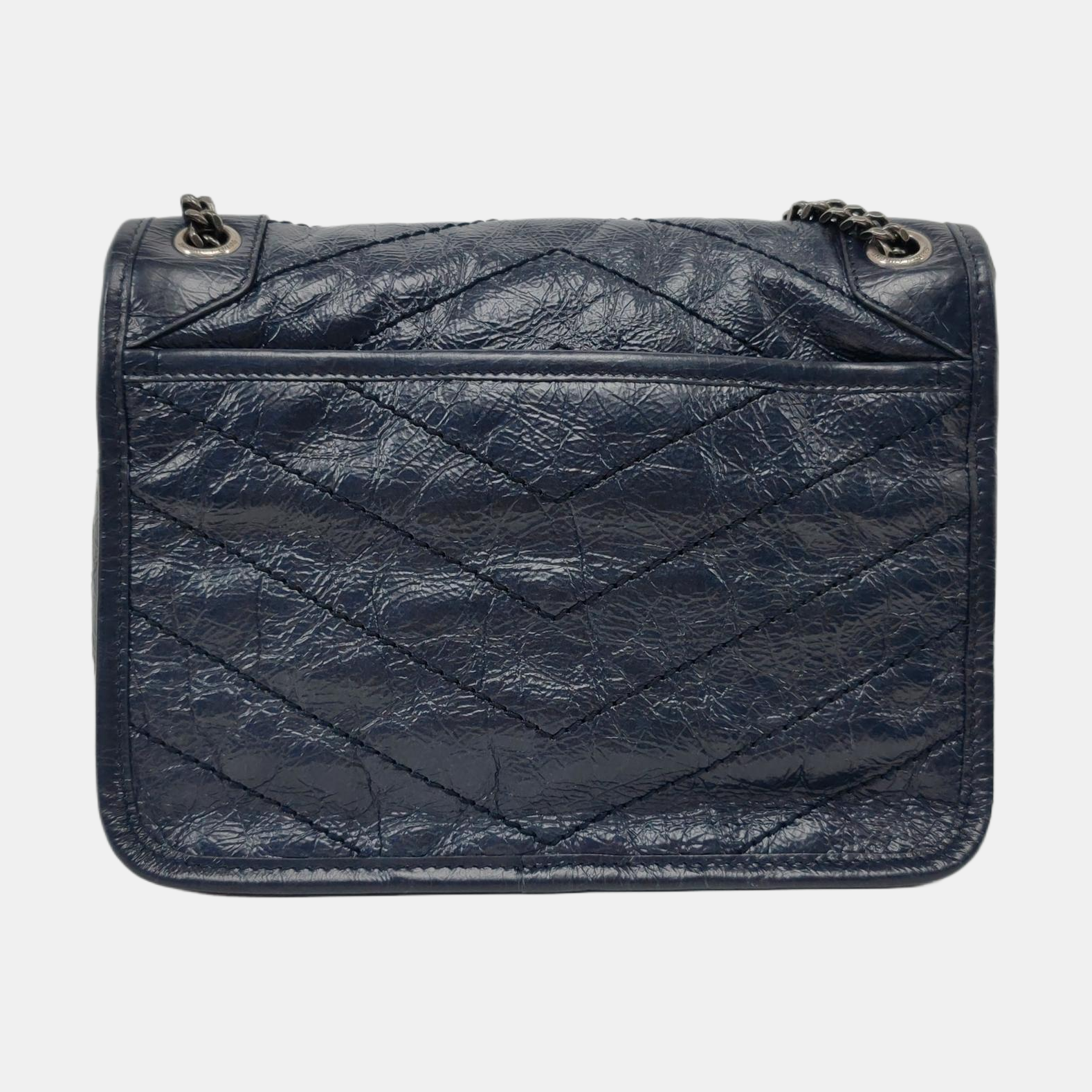 NIKI Small Chevron, Quilted Calfskin Gray