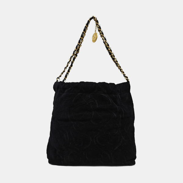 CHANEL 22 Small Quilted Velvet Black