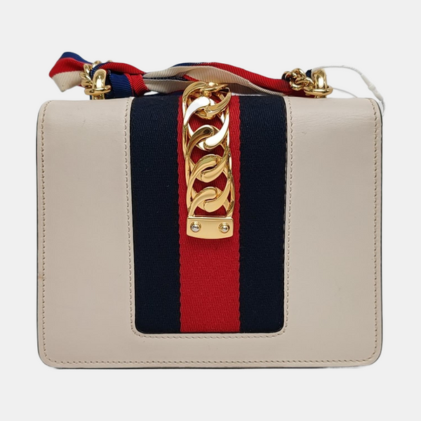 Authenticated pre-owned  Sylvie Mini Calfskin White - Shoulder Bag at Looply