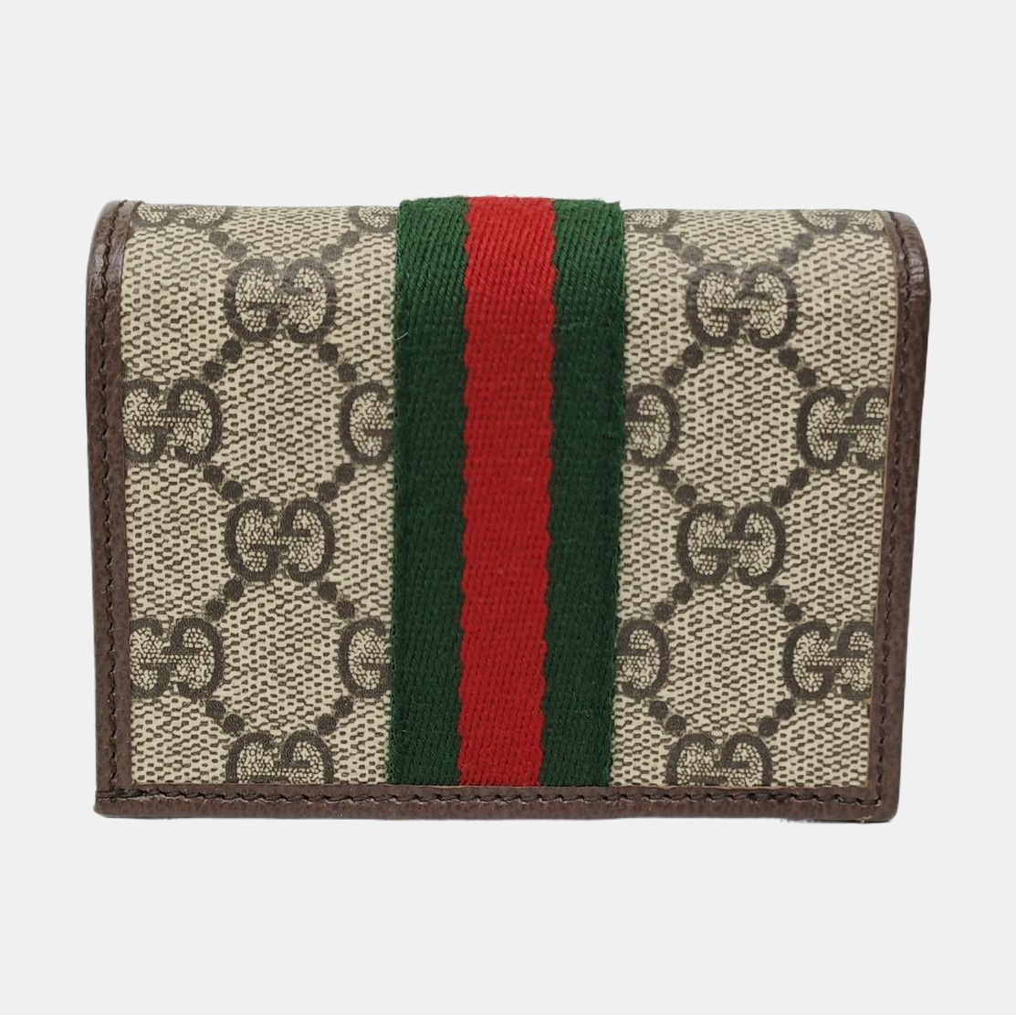 Ophidia Mini Monogram Coated Canvas Brown Card Holder