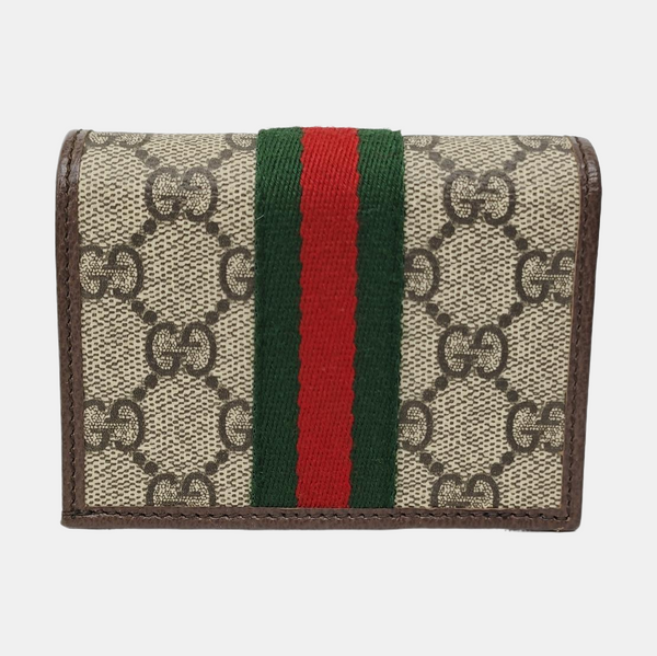 Ophidia Mini Monogram Coated Canvas Brown Card Holder