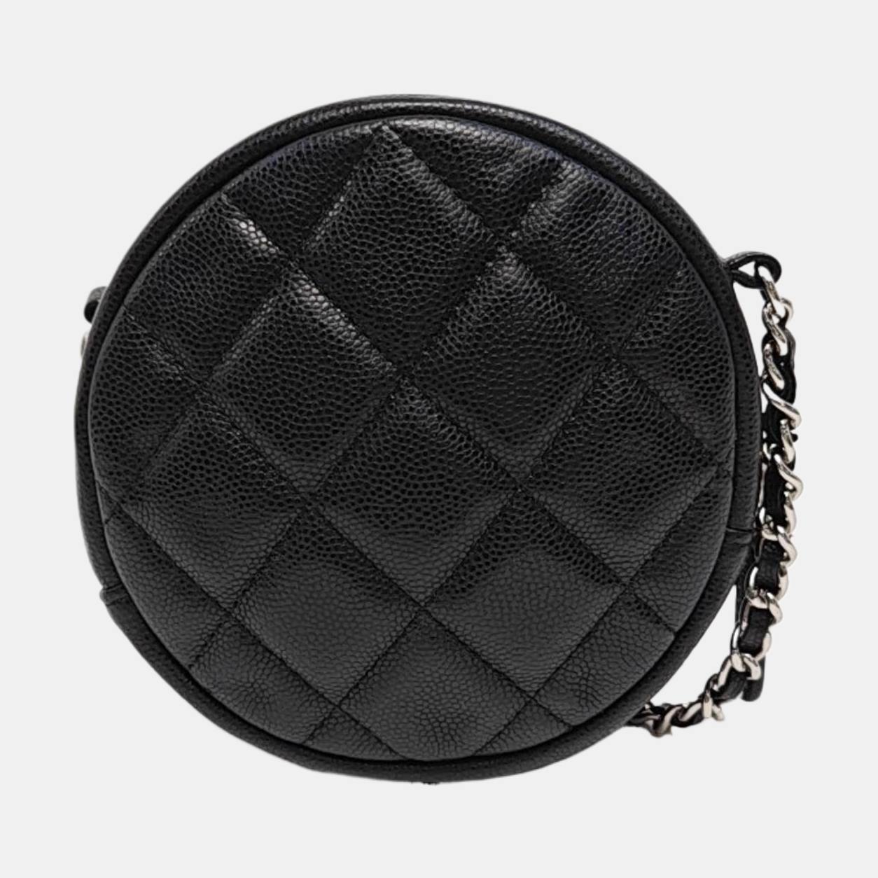 ROUND Quilted Grained Calfskin Black