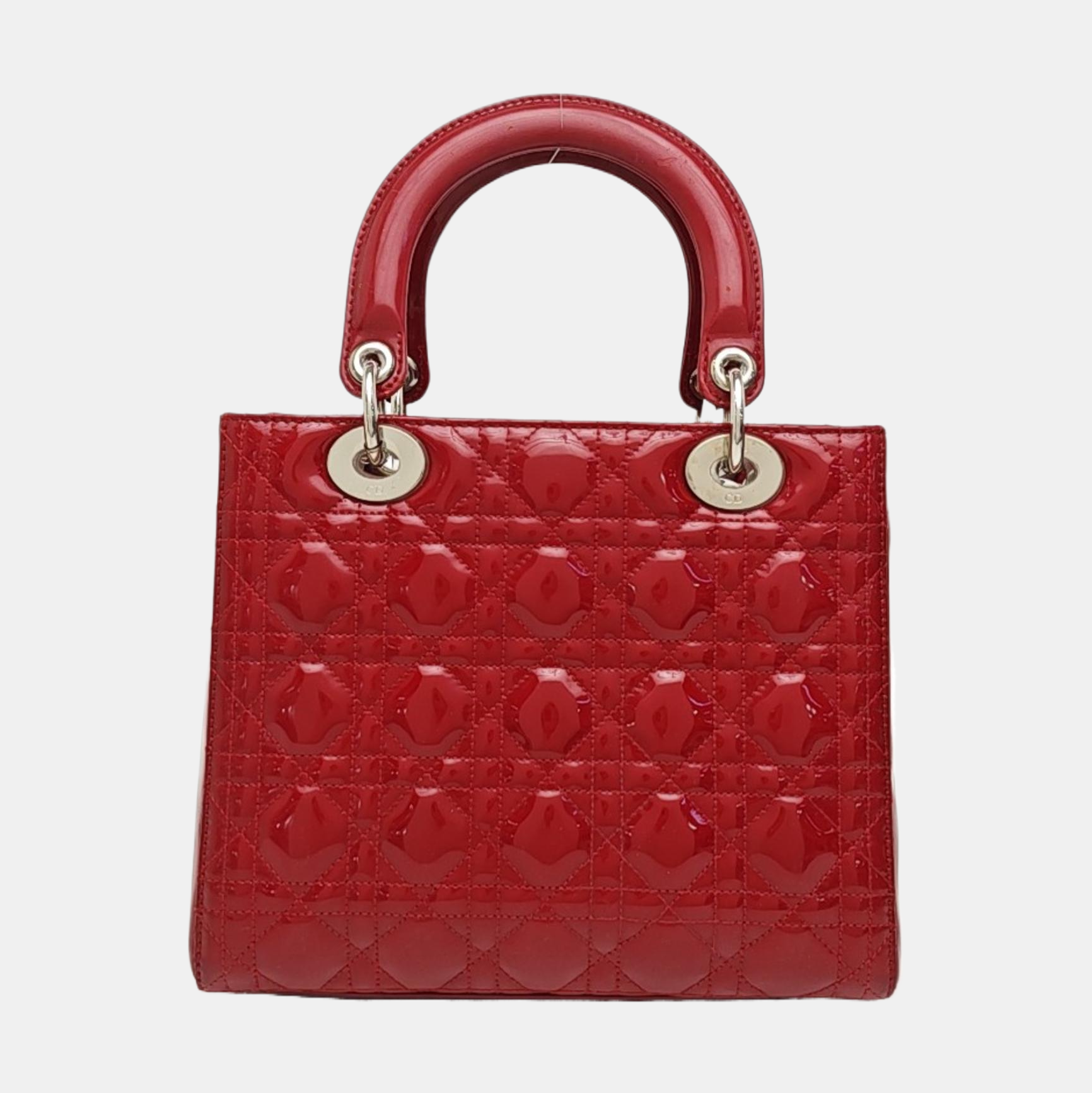 Lady Dior Medium Cannage Patent Leather Red