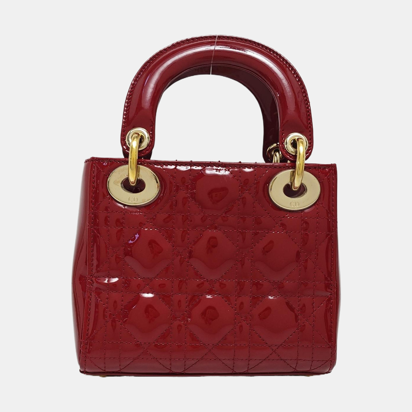 Authenticated pre-owned  Lady Dior Mini Cannage Patent Calfskin Red - Tote Bag at Looply