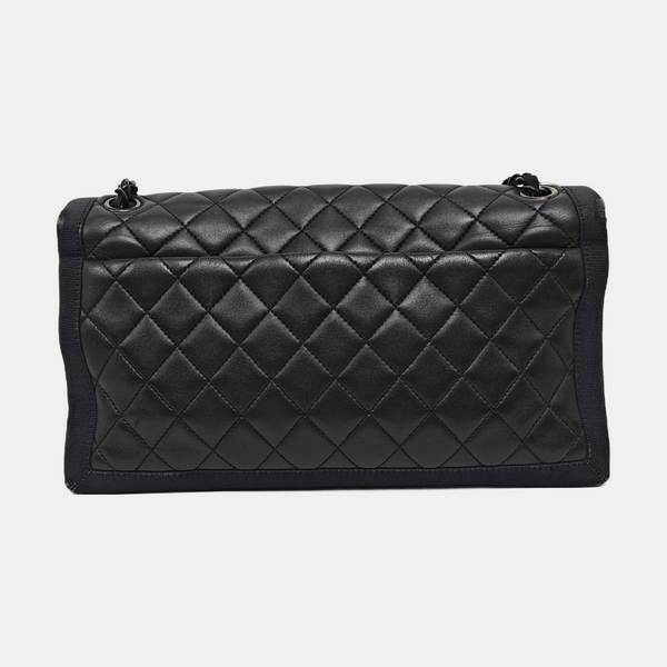 Quilted Lambskin Top Handle Bag Black