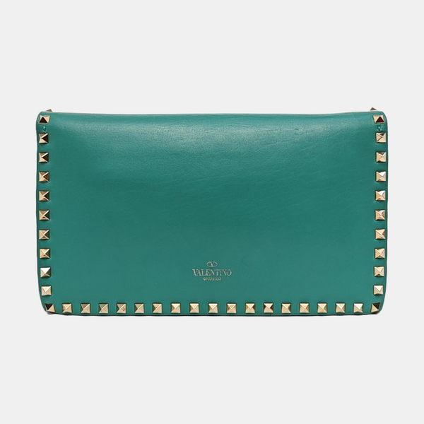 Authenticated pre-owned  Rockstud Lambskin Green - Clutch at Looply