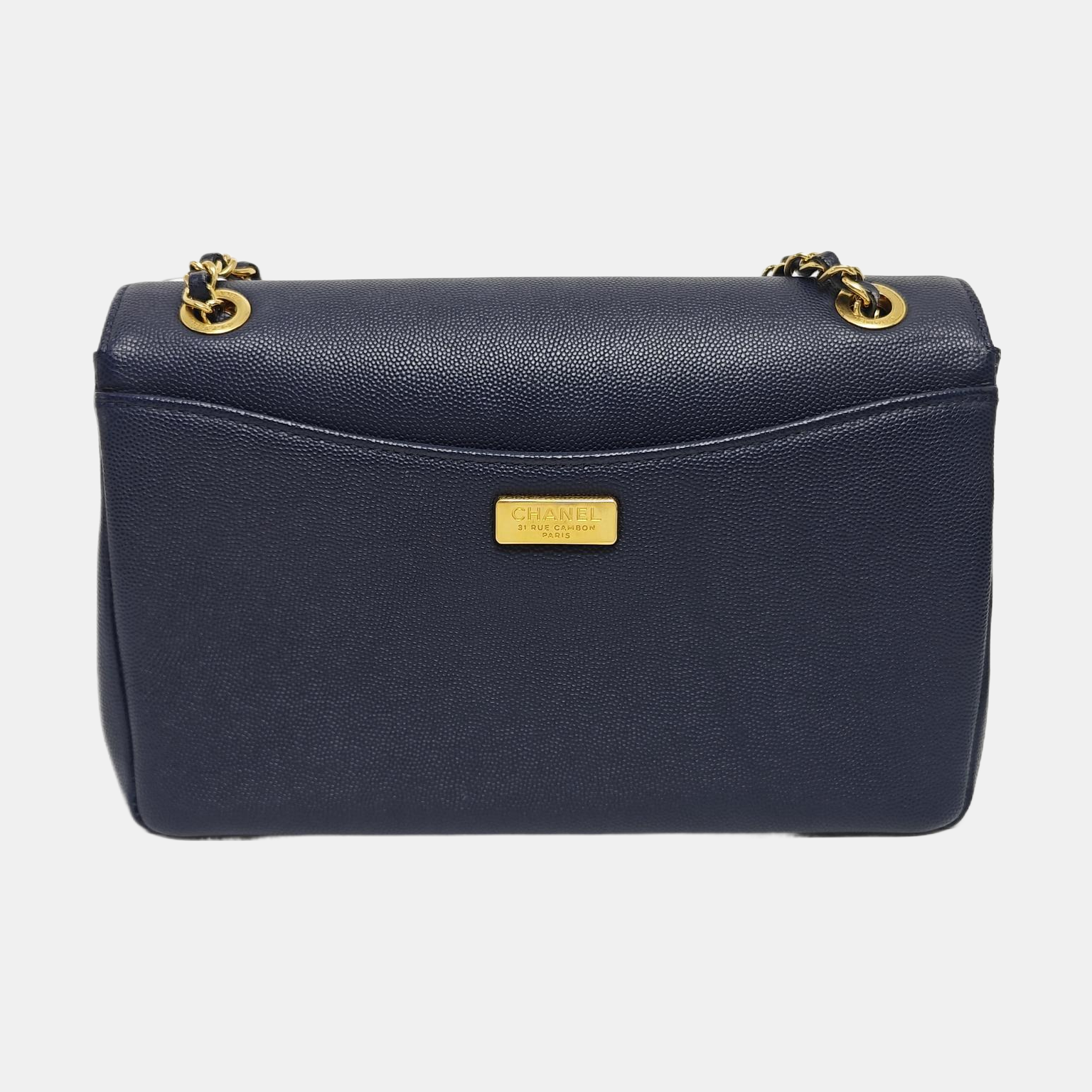 Grained Calfskin Shoulder Bag Blue