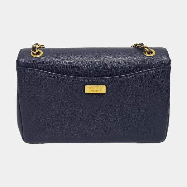 Grained Calfskin Shoulder Bag Blue