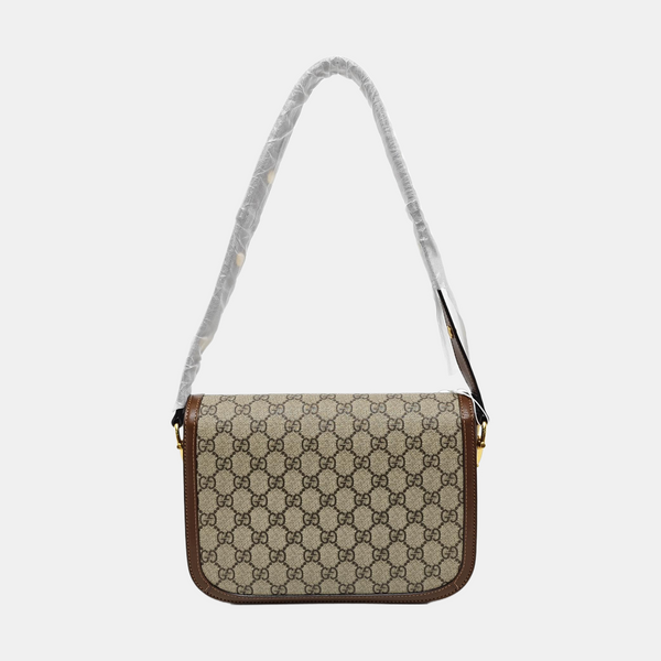 Horsebit 1955 Medium Monogram Coated Canvas Beige